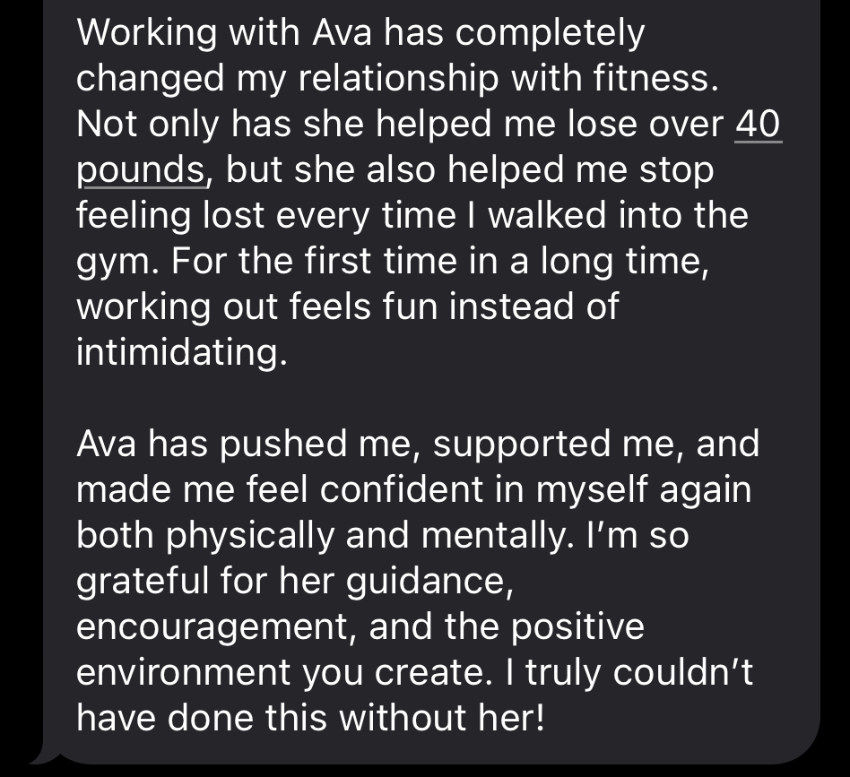 Client testimonial message 1